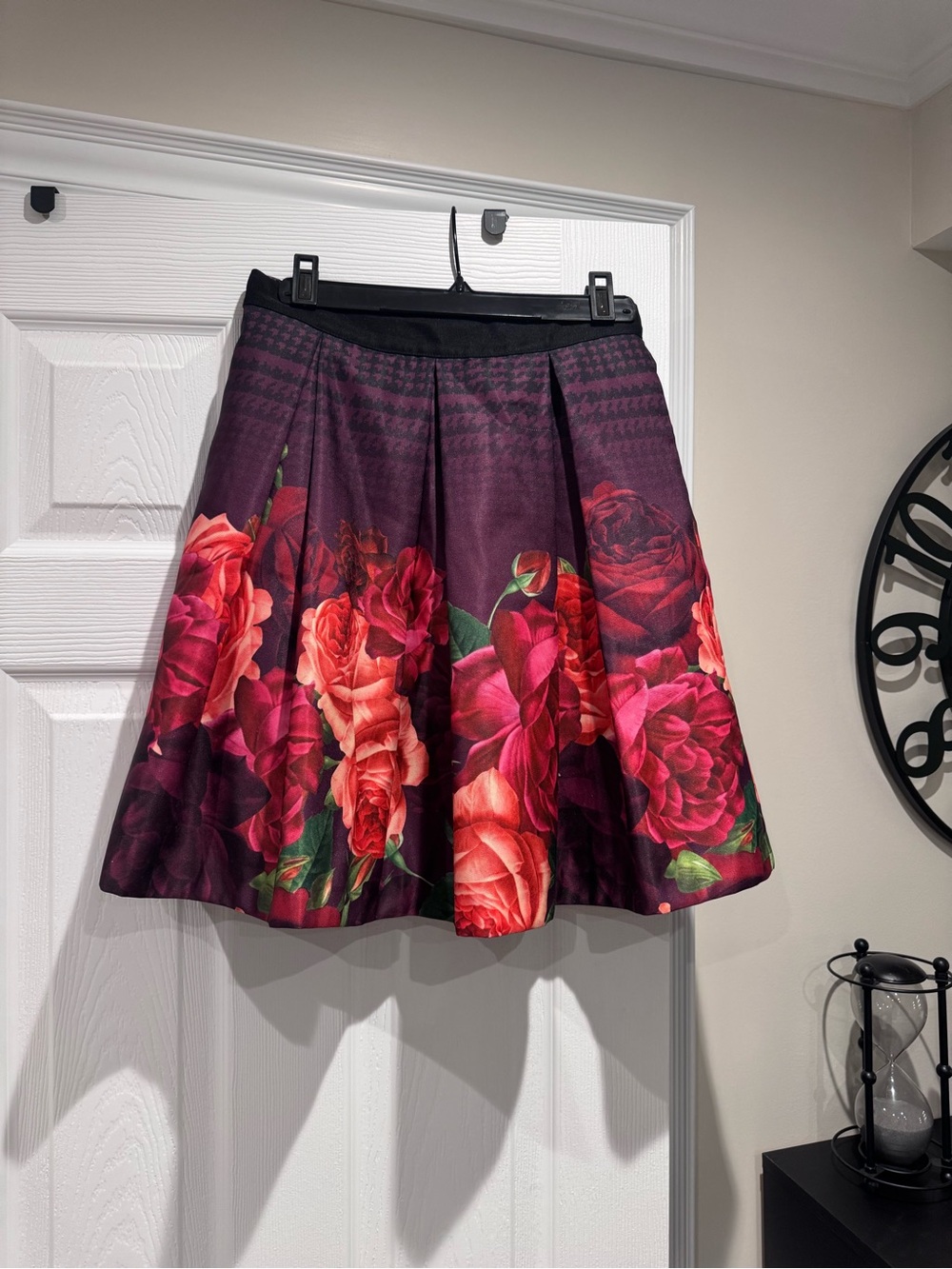 Ted Baker Floral A-Line Skirt in Deep Purple and Rose